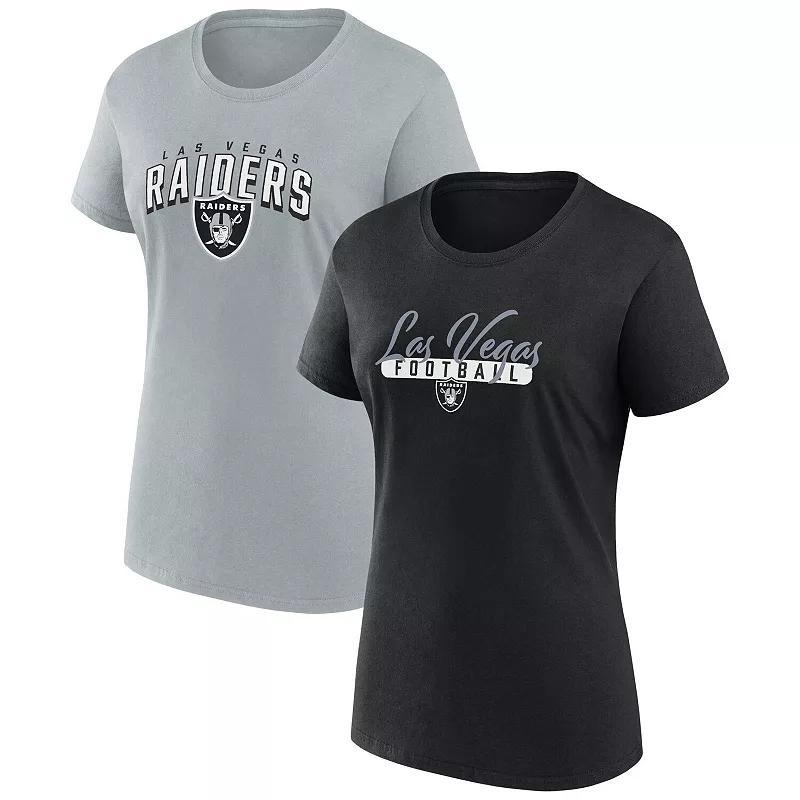 Women's Fanatics Branded  Black/Gray Las Vegas Raiders Fan T-Shirt Combo Set, Size: XS, Lvr Black Product Image