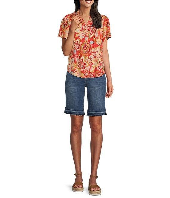 Code Bleu Chelsea High Rise Fray Hem Side Slit Bermuda Shorts Product Image
