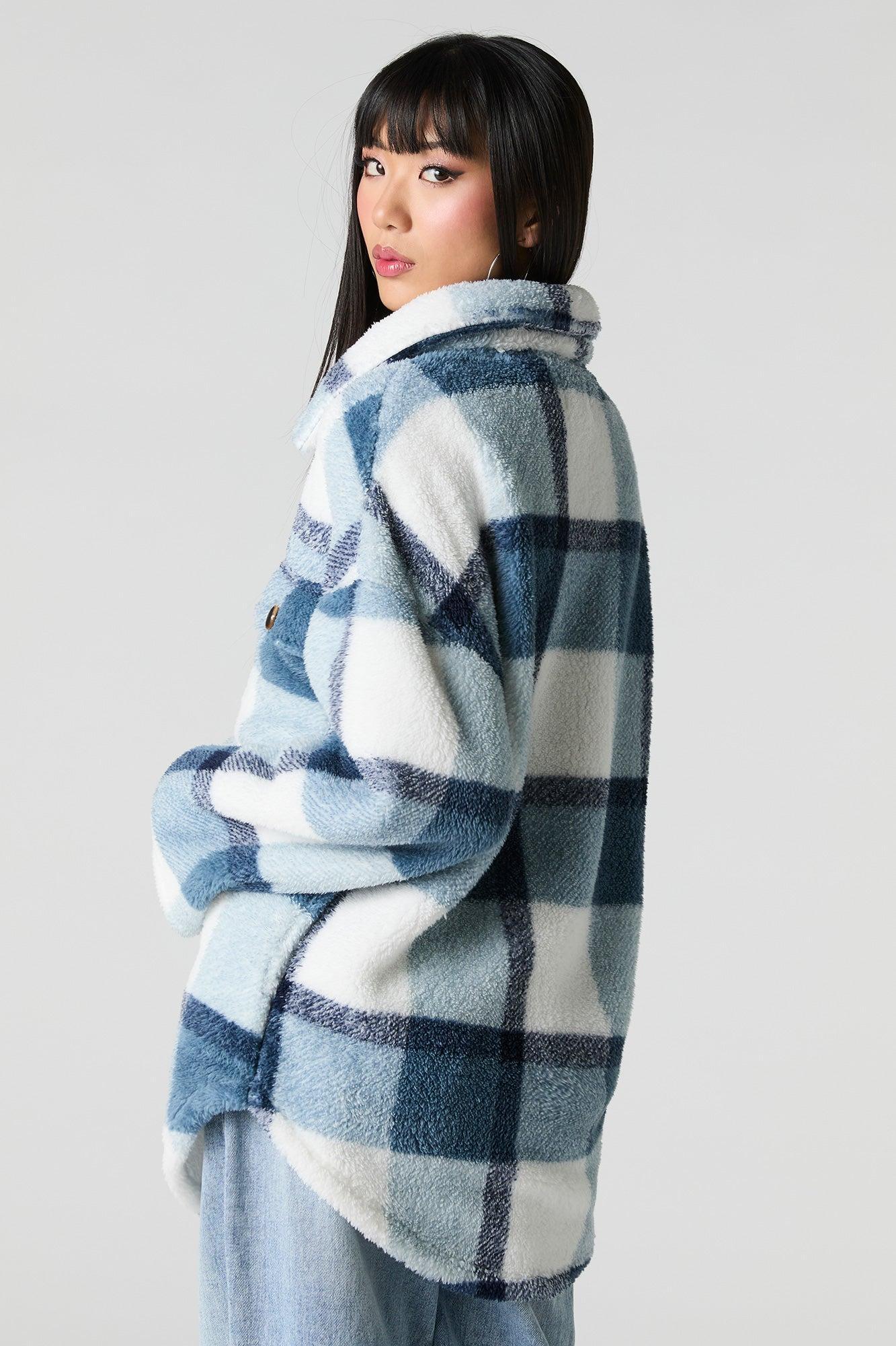 Sherpa Plaid Shacket Female Product Image