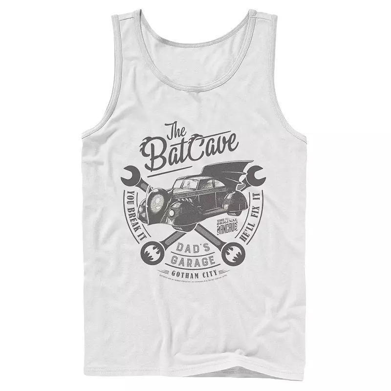 Men's DC Comics The Bat Cave Circle Text Poster Tank Top, Size: Large, Athletic Grey Product Image