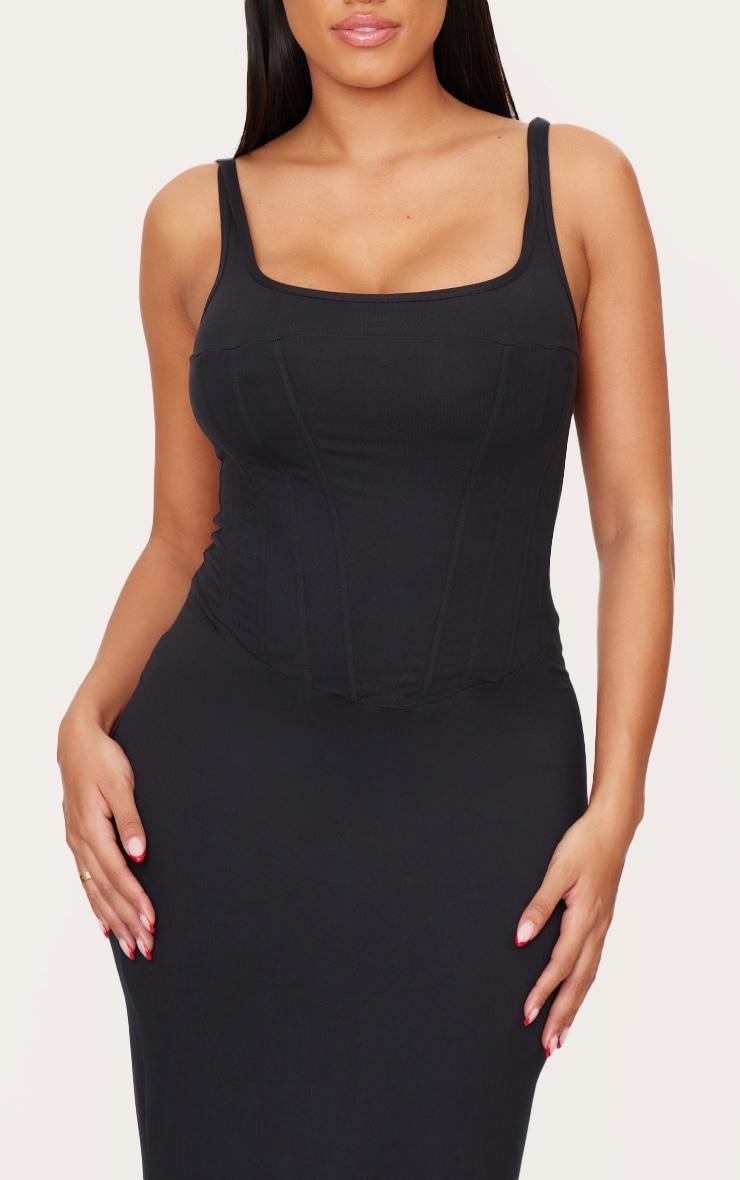 Shape Black Sculpt Square Neck Corseted Maxi Dress. Product Image