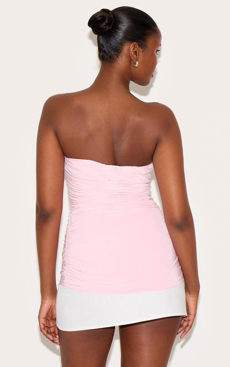 Pale Rose Double Layer Slinky Ruched Bandeau Longline Top Product Image