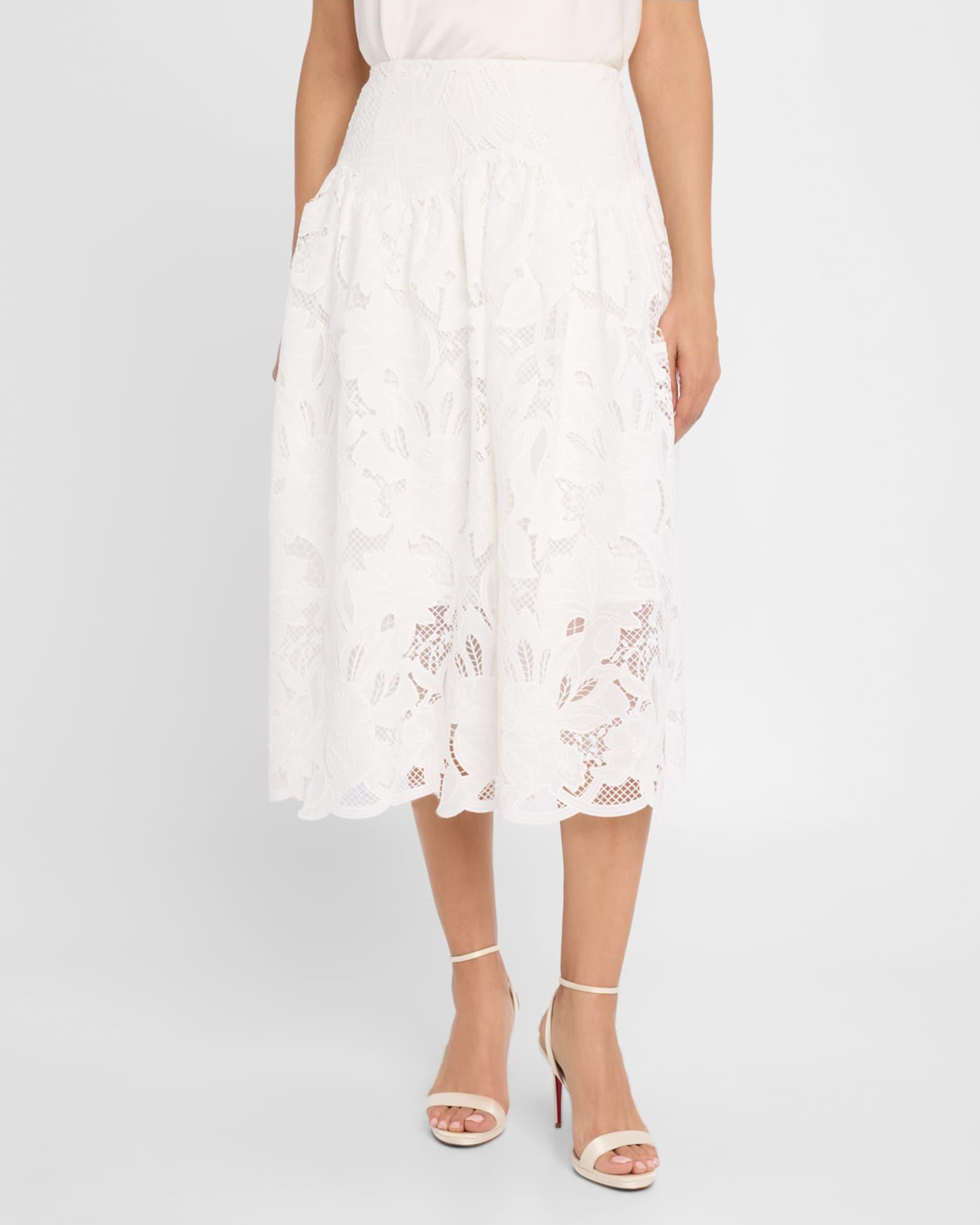 Roxie Embroidered Floral Lace Midi Skirt Product Image