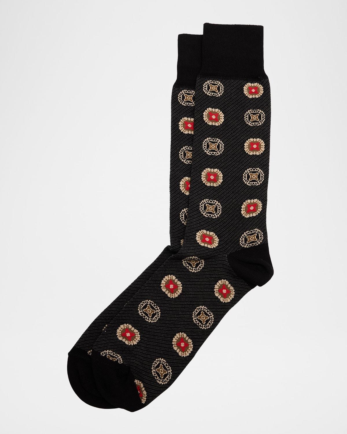 Mens Oval Birdseye Oxford Cotton Crew Socks Product Image