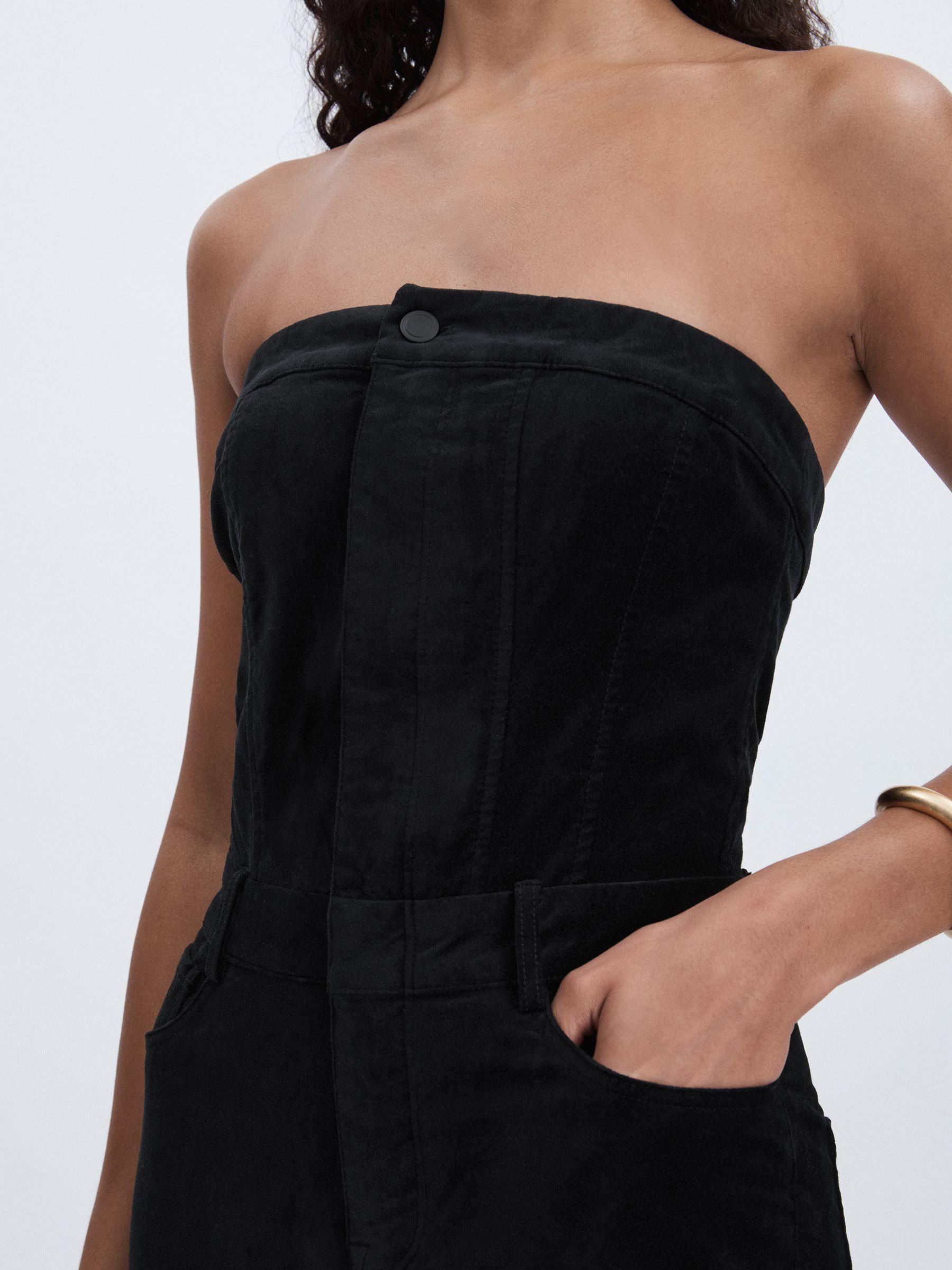 Good American Velvet Strapless Jumpsuit in Black Product Image