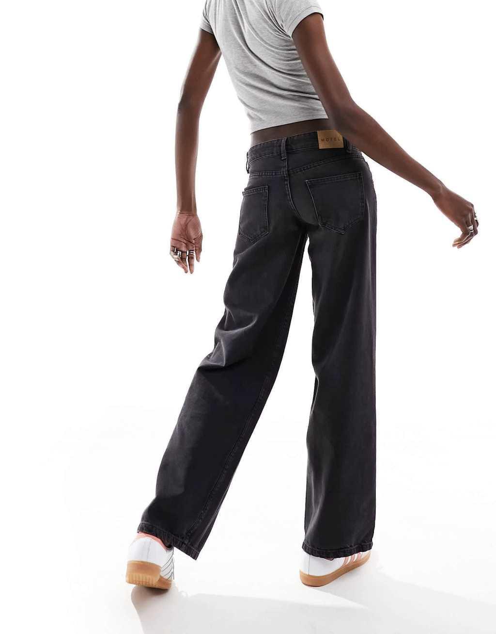 Motel parallel leg low rise jeans in vintage black Product Image
