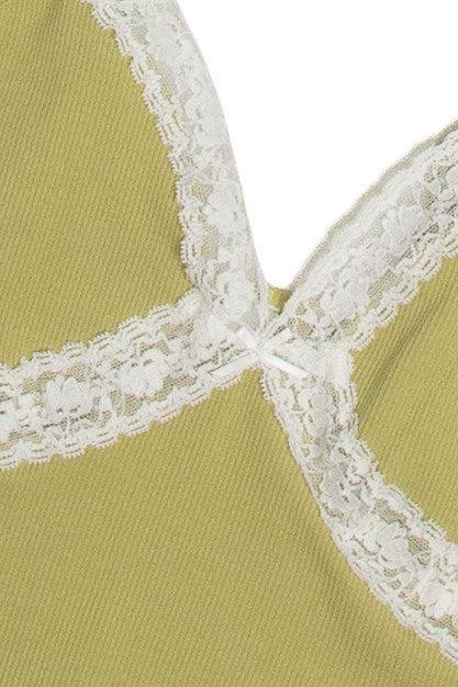 Moss Green Lace Trim Cami Product Image