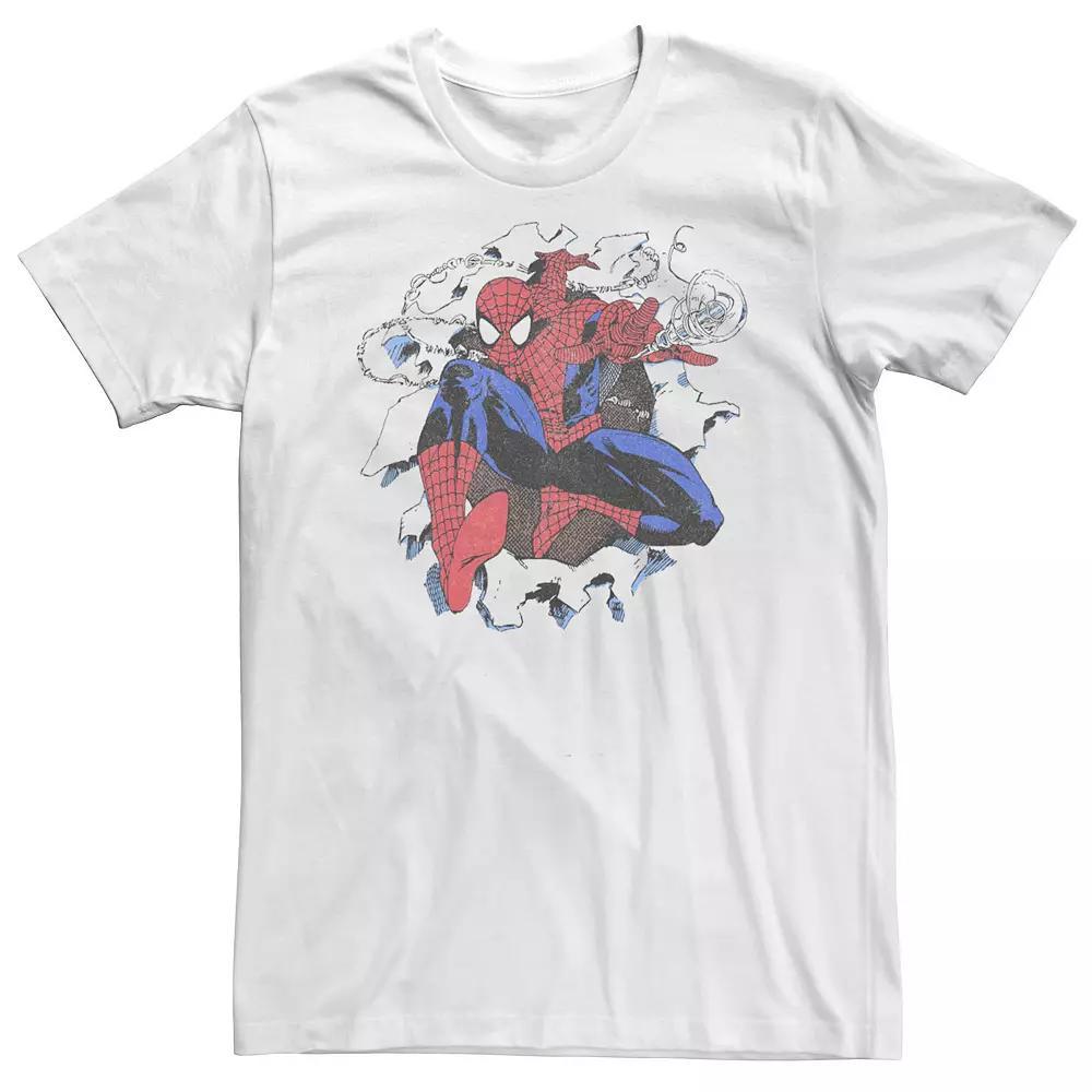 Big & Tall Marvel Spider-Man Retro Breakthrough Portrait Tee, Men's, Size: 3XL Tall, White Product Image