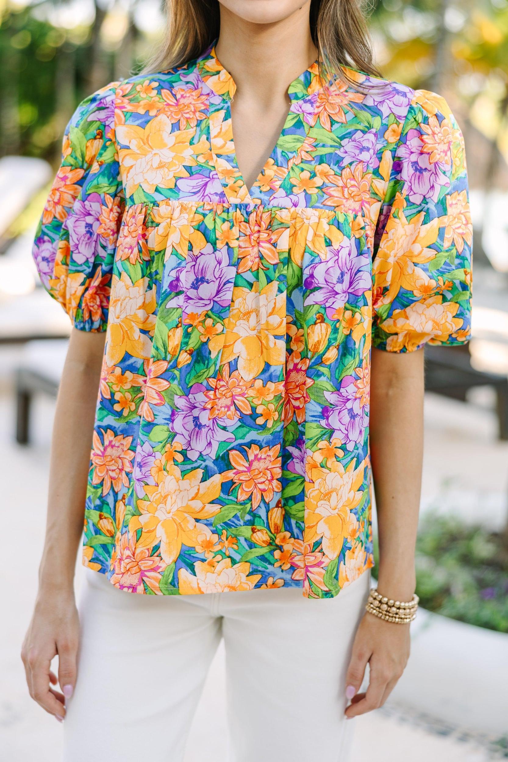Moving Forward Blue Floral Blouse Female Product Image