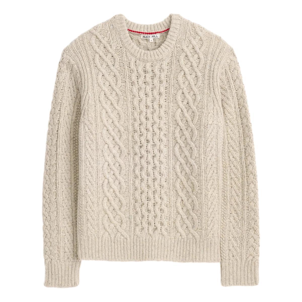 Fisherman Cable Crewneck Donegal Wool Oatmeal Product Image