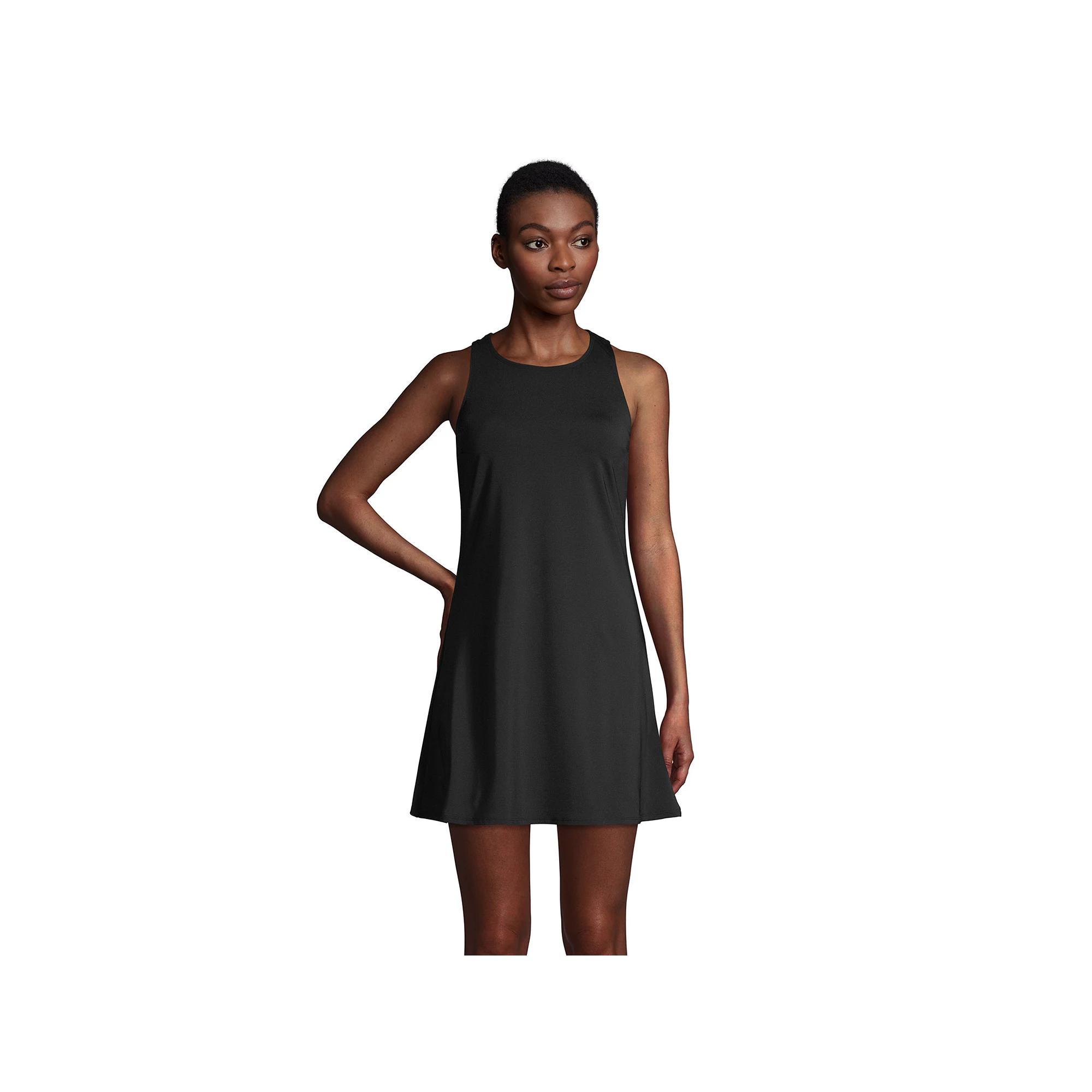 Women's Lands' End Chlorine Resistant Swim Cover-up Dress, Size: 2, Black Product Image