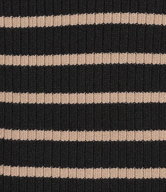 Blu Pepper Striped Mock Neck Dolman Short Sleeve Sweater Product Image