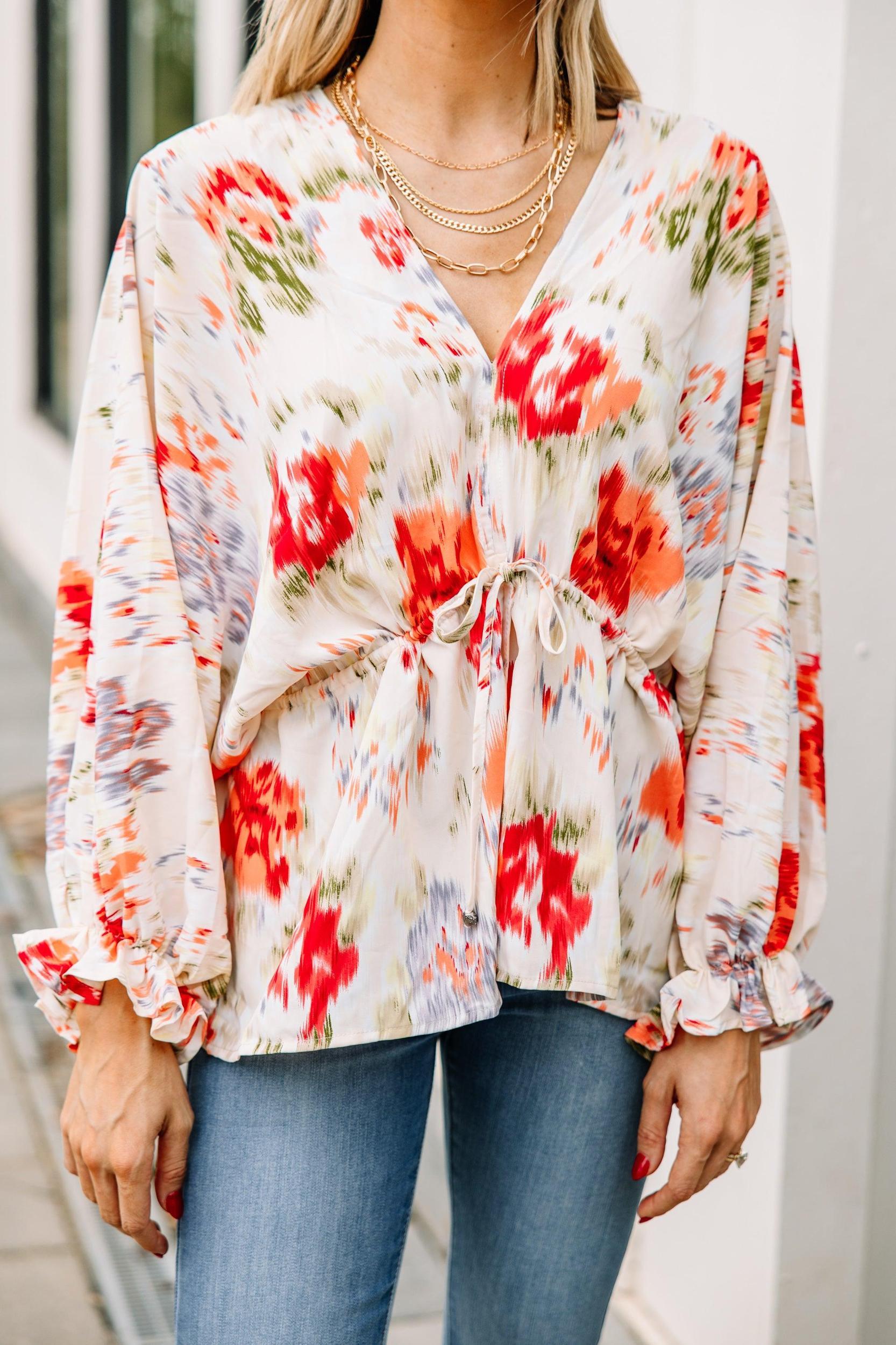 On Your Best Behavior Orange Floral Blouse Female Product Image