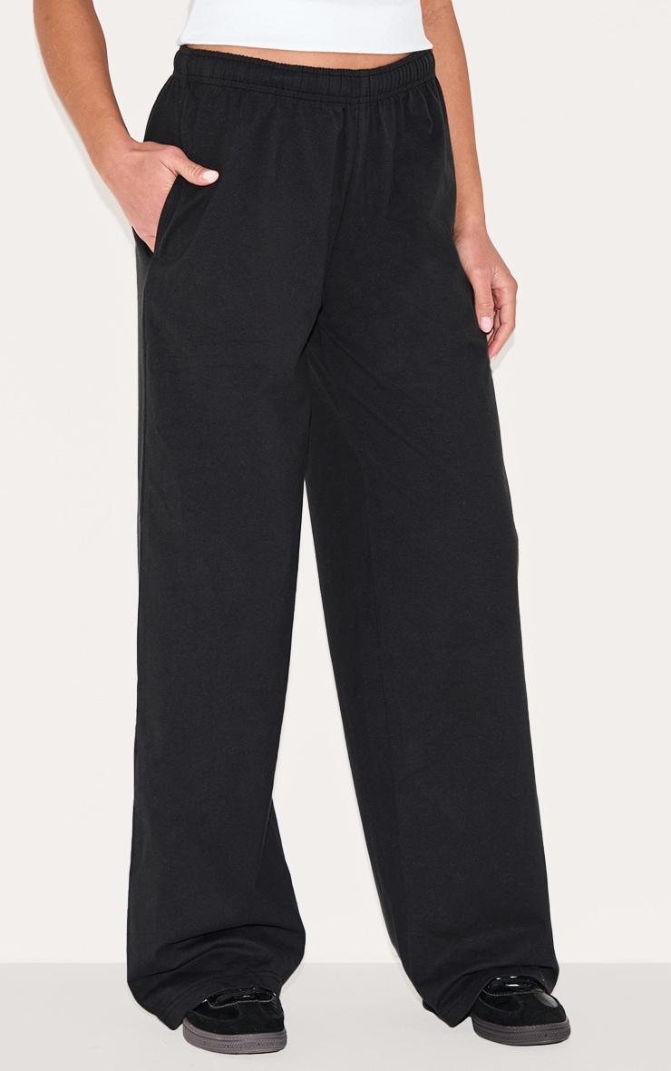Black Heavy Cotton Slouchy Wide Leg Pants Product Image