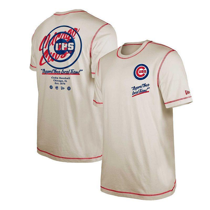 Men's New Era Cream Chicago Cubs Team Split T-Shirt, Size: Small, Beige Product Image