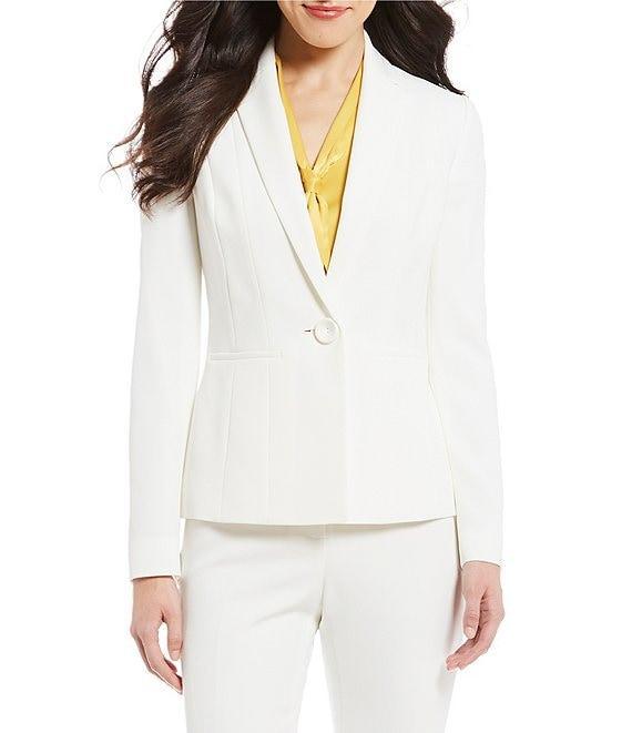 Kasper Crepe One-Button Long Sleeve Jacket Product Image