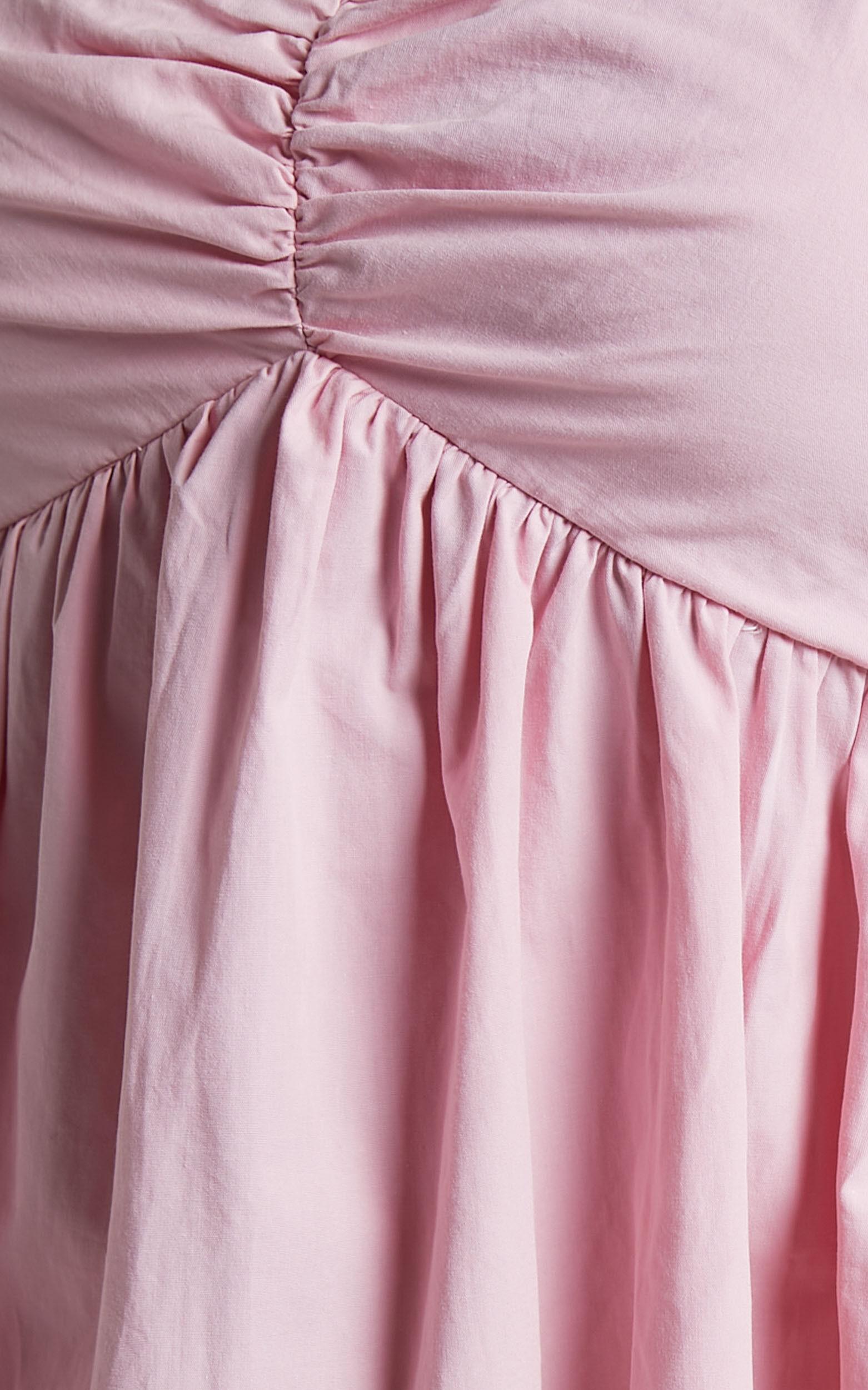 Vashti Mini Dress - Puff Sleeve Sweetheart Dress in Light Pink Product Image