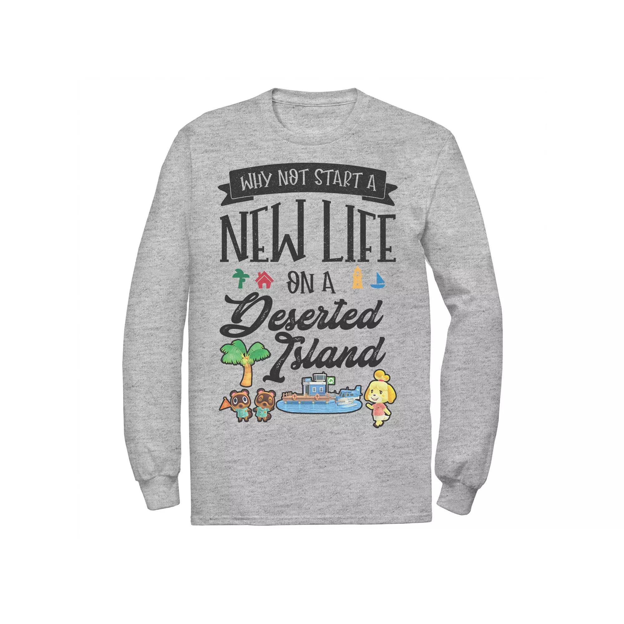 Men's Animal Crossing New Horizons Why Not Start A New Life Tee, Size: XL, Athletic Grey Product Image