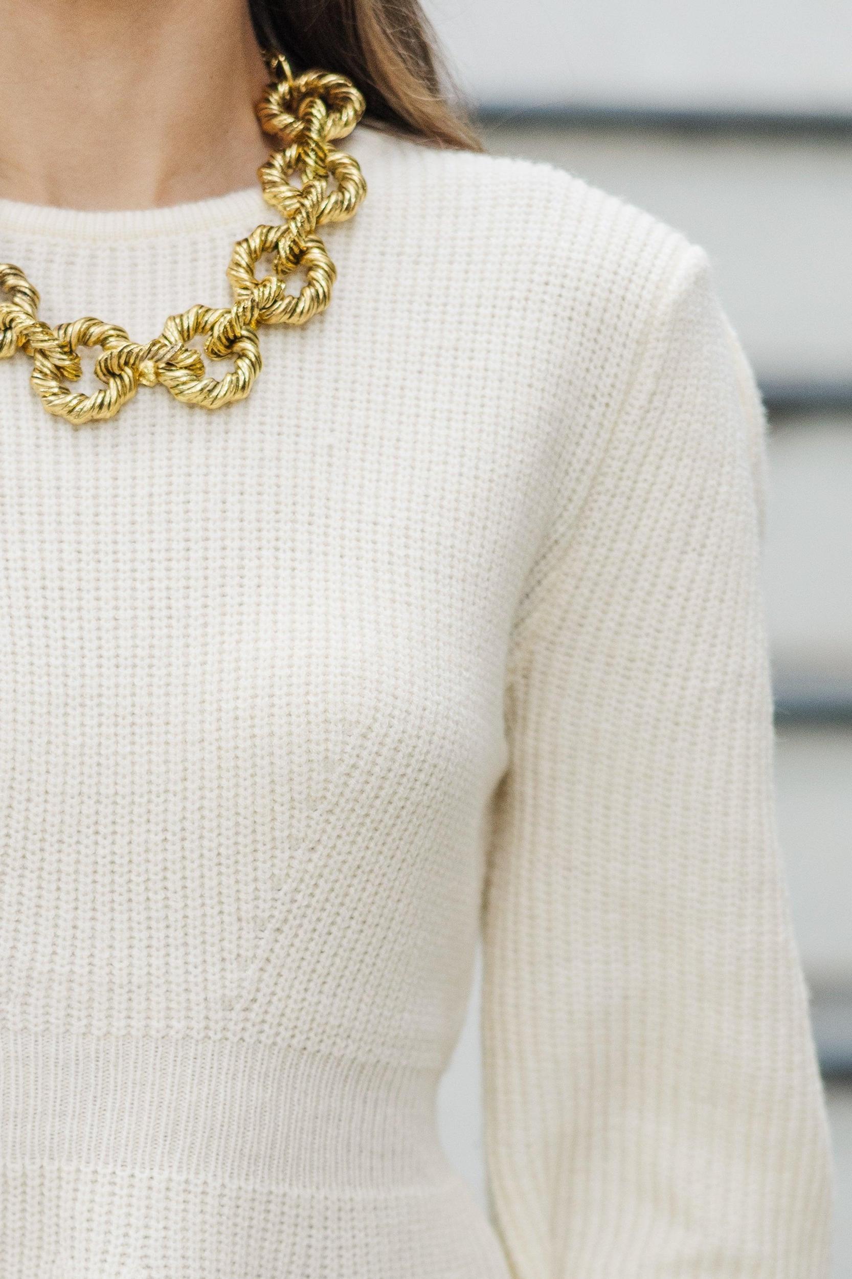 Final Notice Cream Peplum Sweater Female Product Image