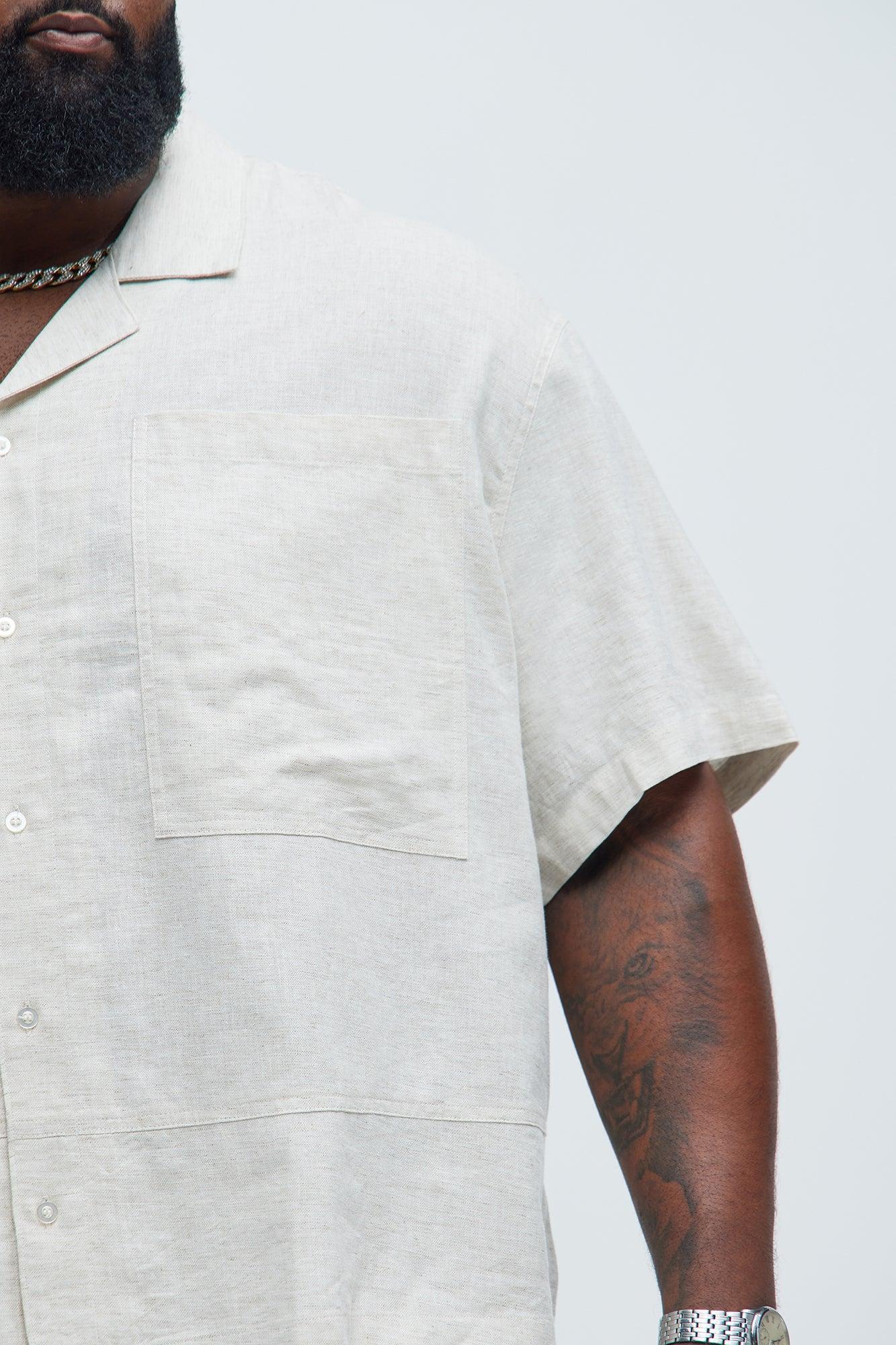 Bahamas Linen Cuban Boxy Shirt - Oatmeal Product Image