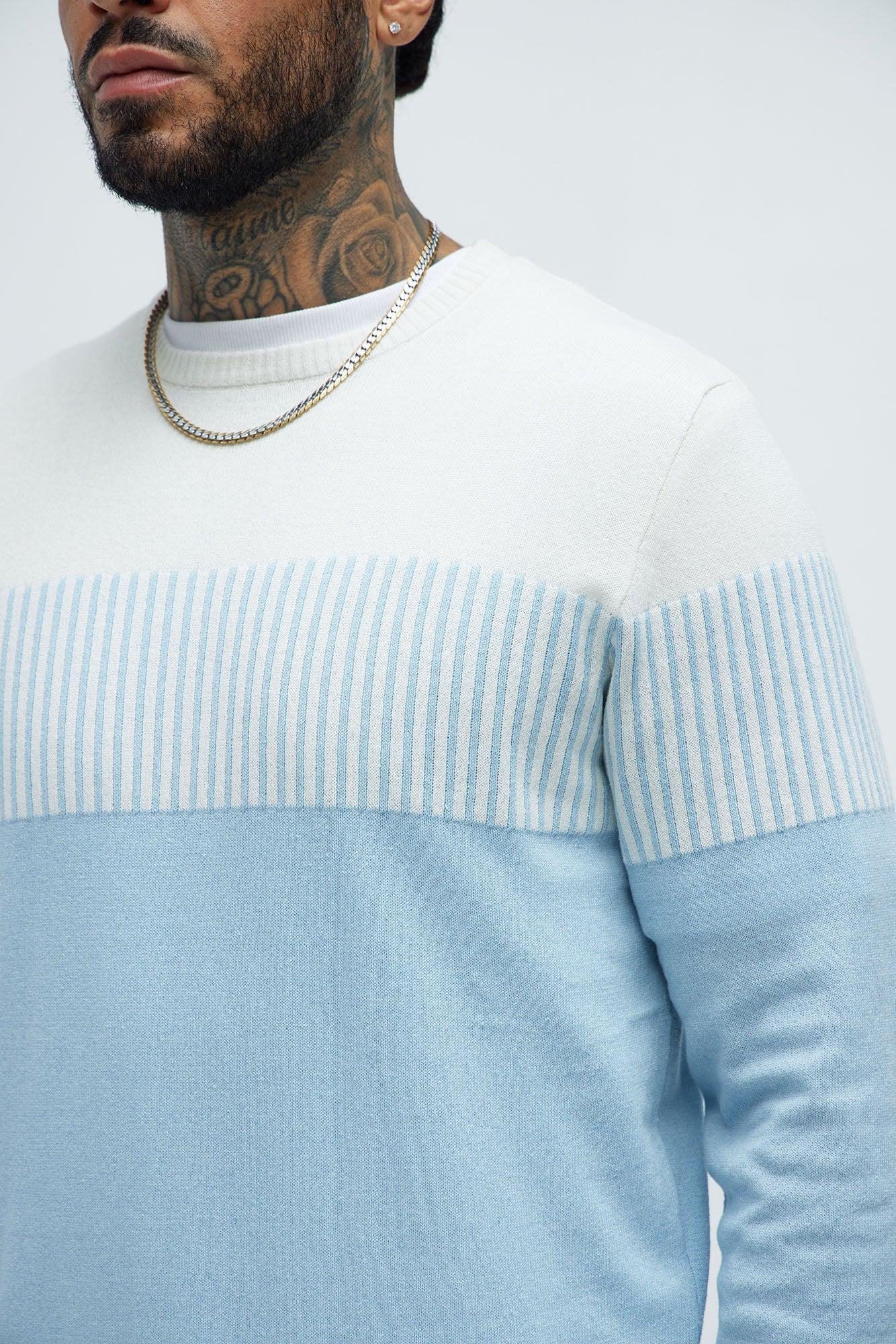Don't Cross The Line Crewneck Sweater - Blue/combo Product Image