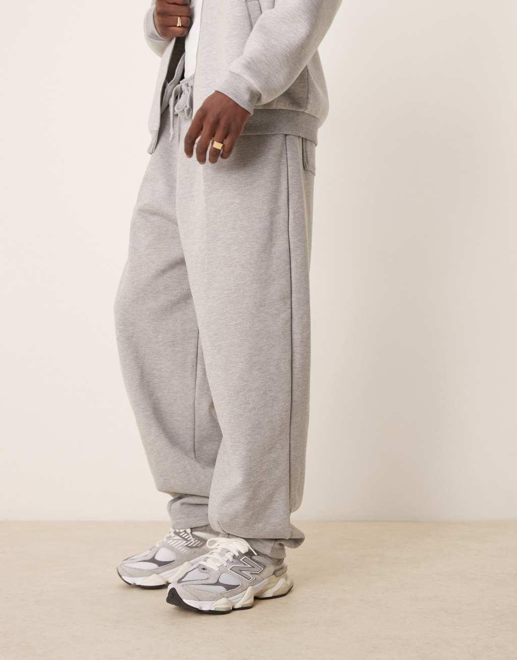 ASOS DESIGN heavyweight sweatpants in gray heather Product Image