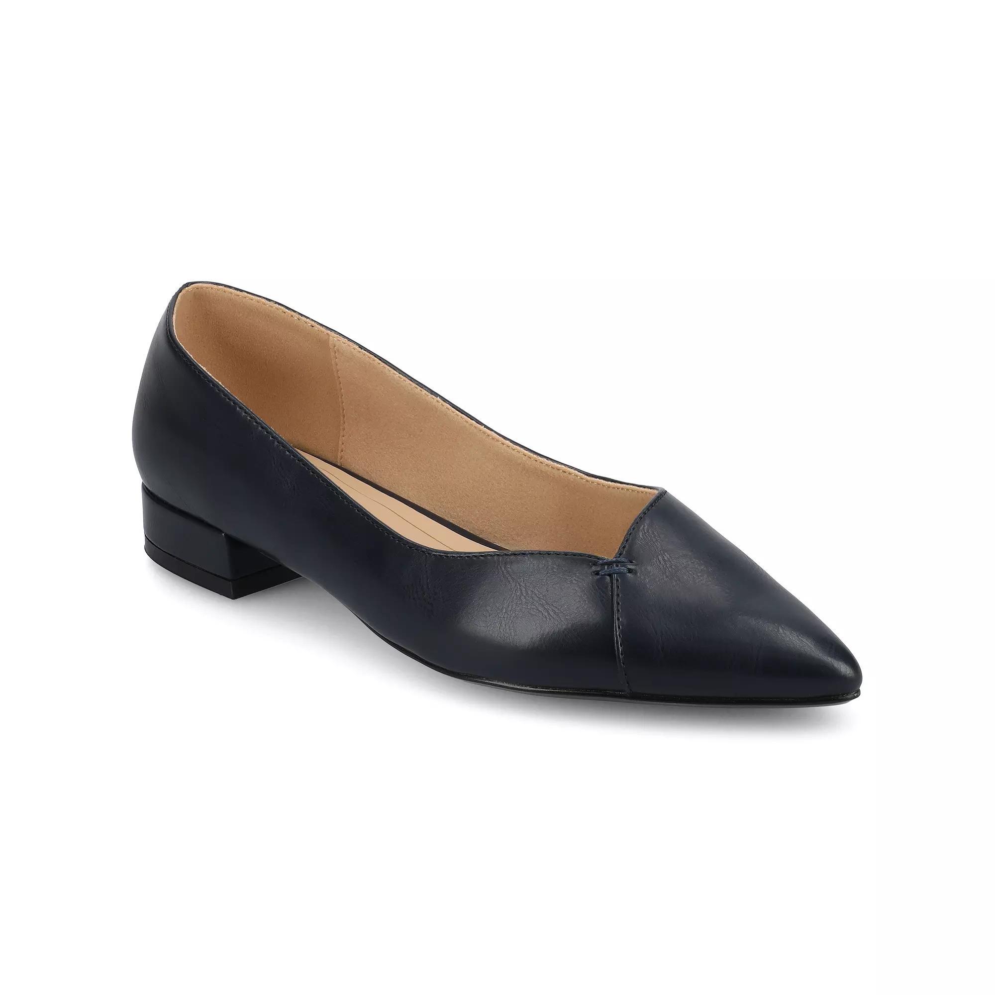 Journee Medium and Wide Width Carmin Women's Slip-On Low Block Heel Dress Flats, Size: 6 Wide, Blue Product Image