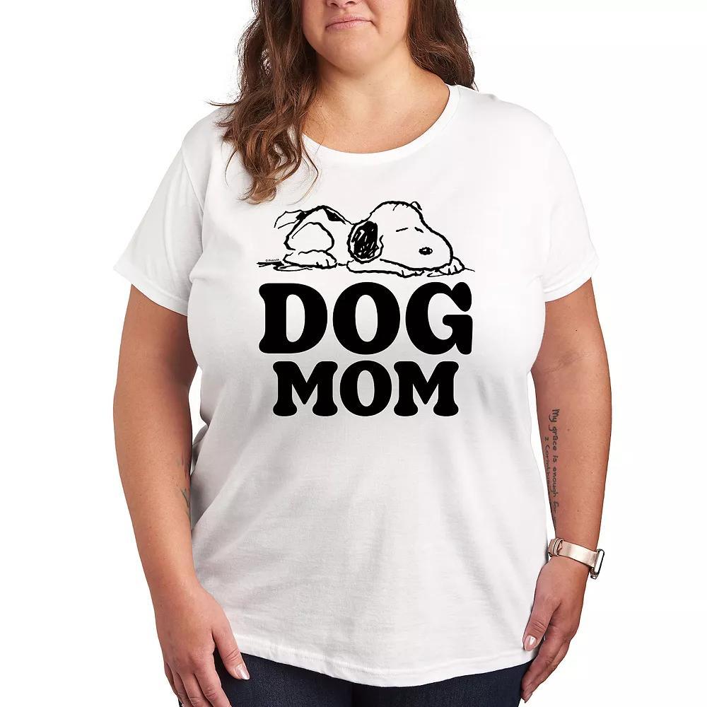 Plus Peanuts Snoopy Dog Mom Graphic Tee, Womens Grey Dark Red Product Image