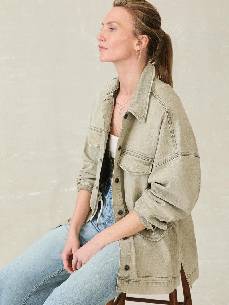 Sunwashed Denim Utility Jacket - Olive Haze Wash Product Image