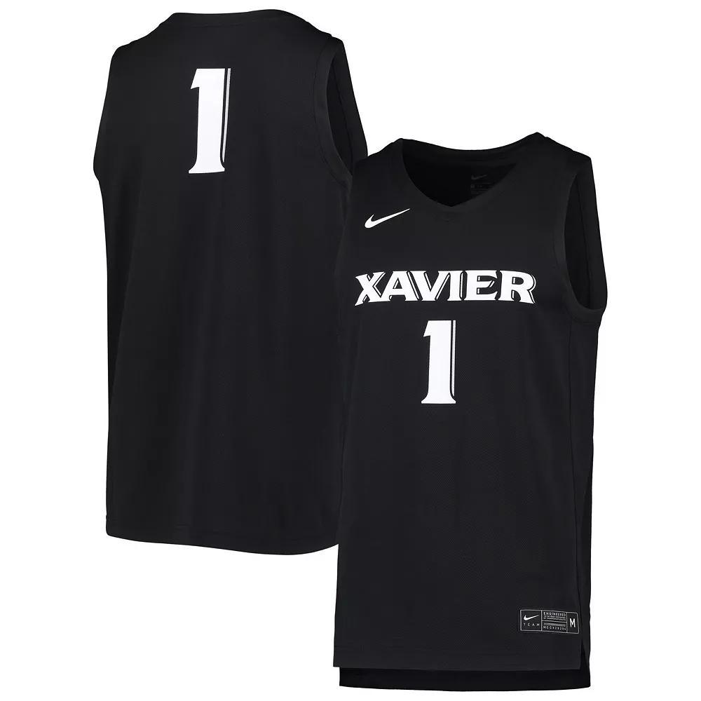 Men's Nike #1 Black Xavier Musketeers Team Replica Basketball Jersey, Size: XL, Xav Black Product Image