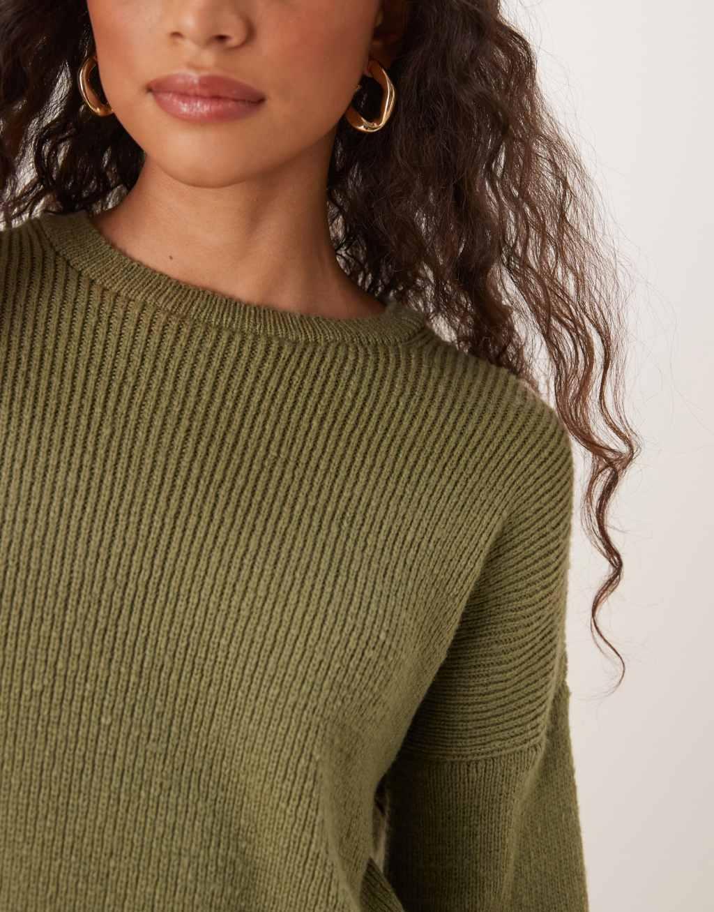ASOS DESIGN knit T-shirt in khaki Product Image