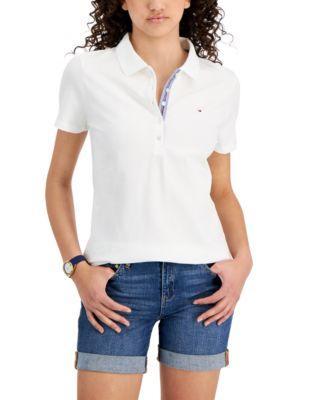 Tommy Hilfiger Solid Short Sleeve Polo Women's Clothing Product Image