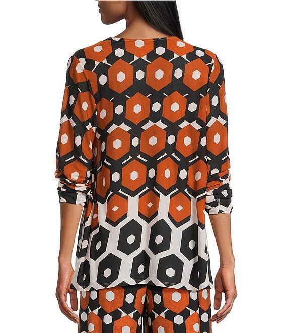 Investments Soft Separates Light Honeycomb Border Long Sleeve Coordinating Topper Product Image