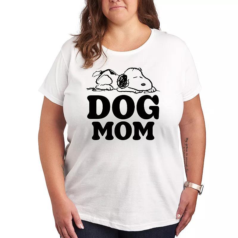 Plus Peanuts Snoopy Dog Mom Graphic Tee, Womens Grey Dark Red Product Image