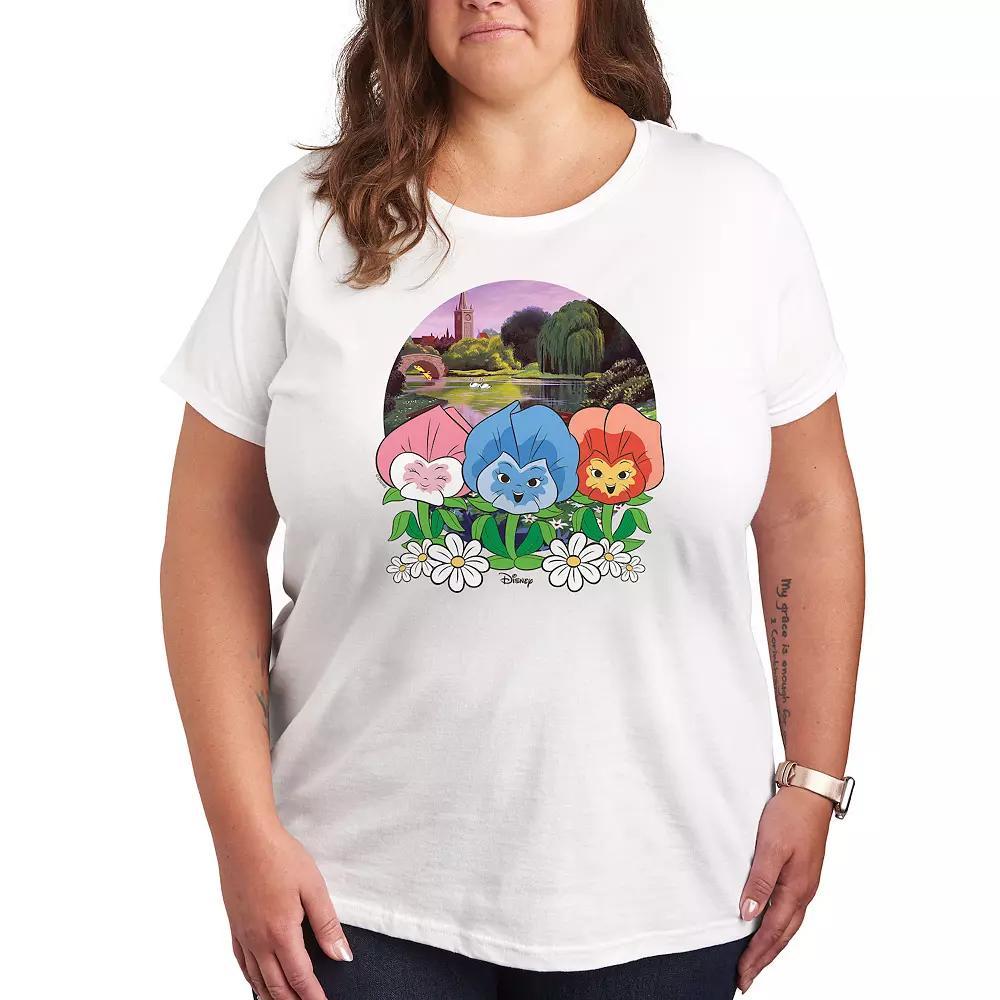 Disneys Alice in Wonderland Plus Flower Row Graphic Tee, Womens Product Image