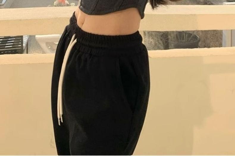 Long Sleeve Scoop Neck Plain Crop Tee Product Image