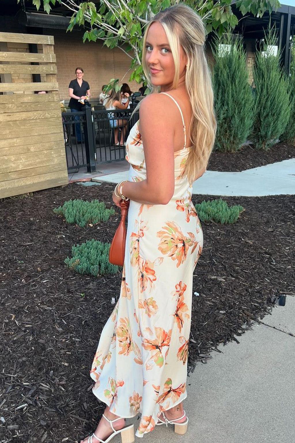 Palma Cream Floral Maxi Dress Product Image