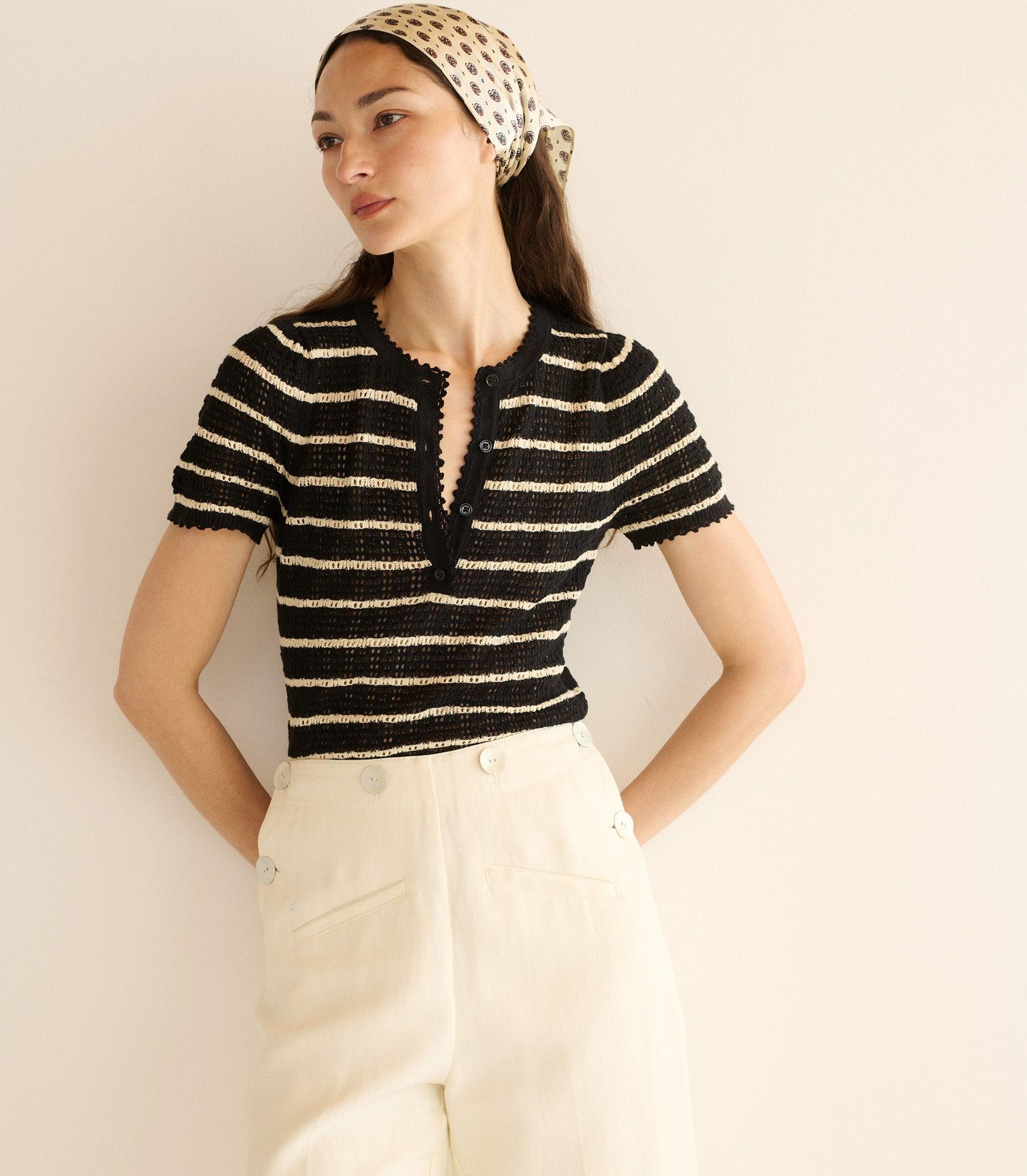BRANDIE TOP -- NOIR ALLAIRE STRIPE Product Image