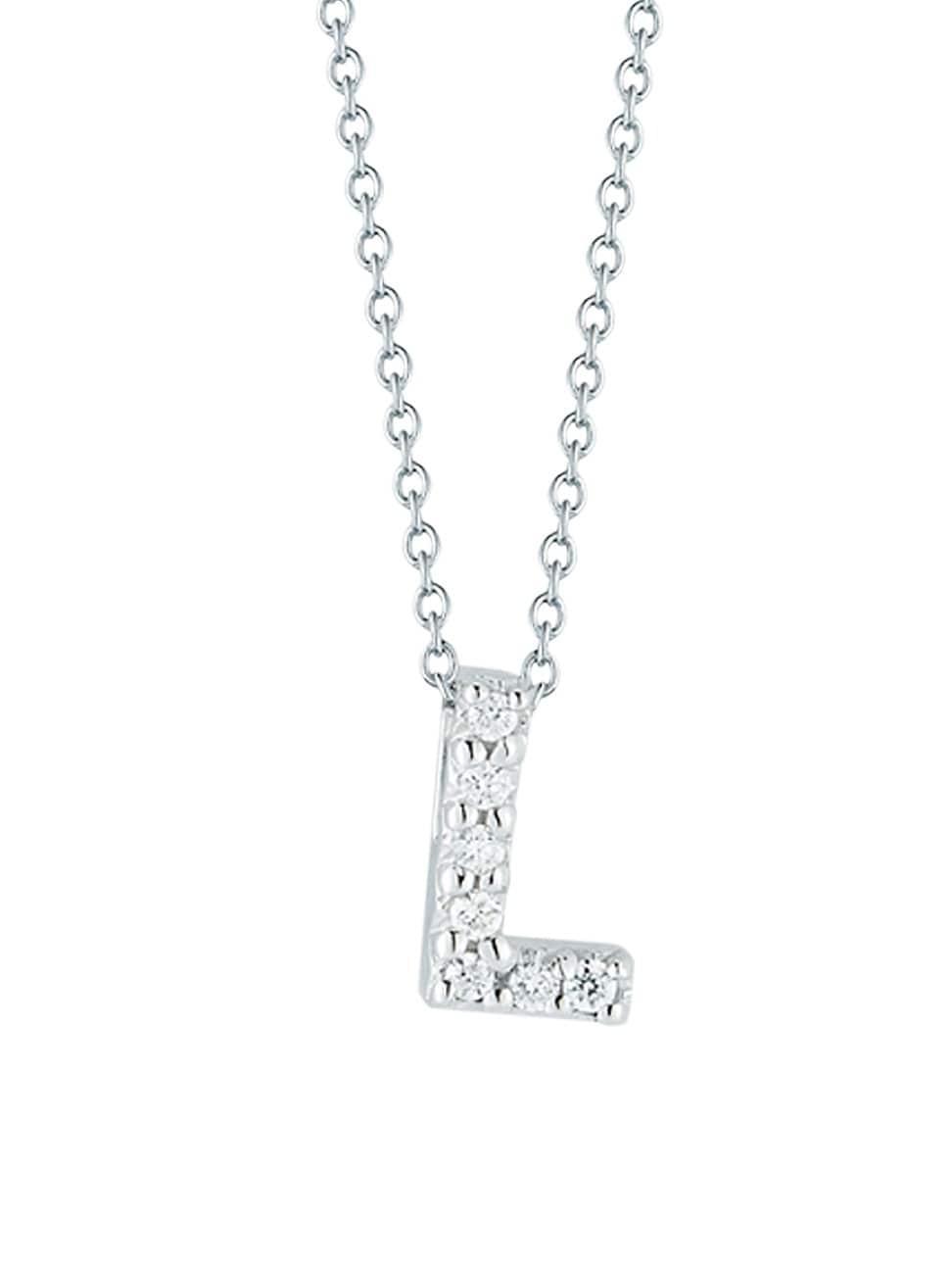 Roberto Coin 18K White Gold Initial Love Letter Pendant Necklace with Diamonds, 16 Product Image