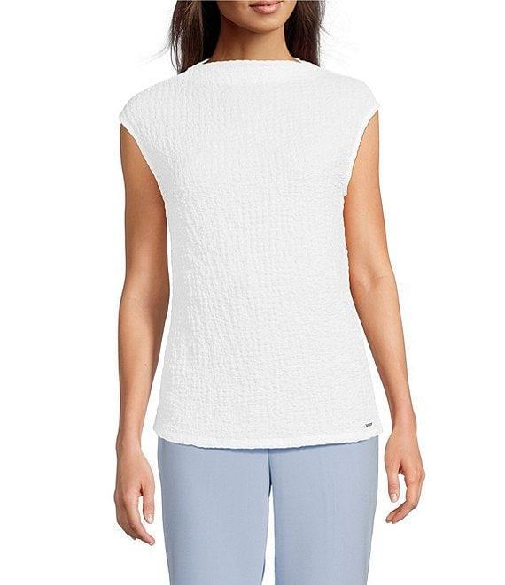 Calvin Klein Textured Mock Neck Sleeveless Top Product Image
