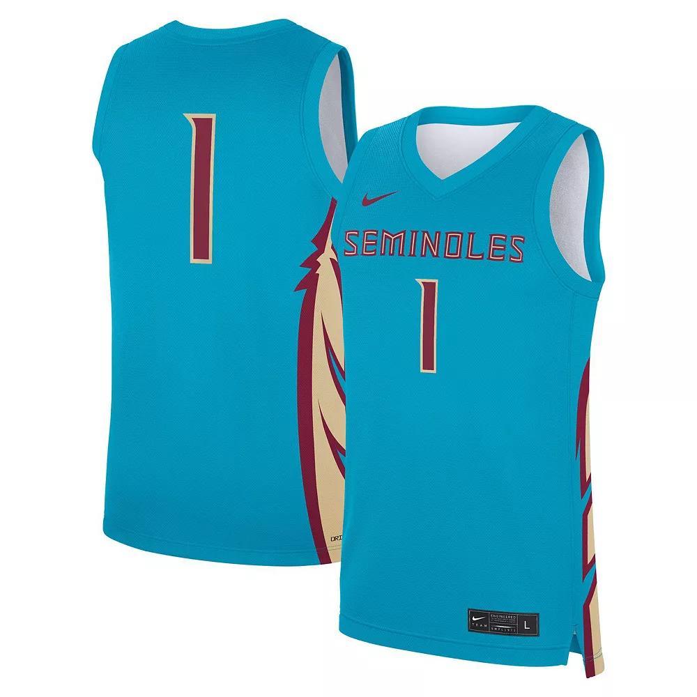 Mens Nike #1 Turquoise Florida State Seminoles Alternate Replica Jersey Turquoise A Product Image