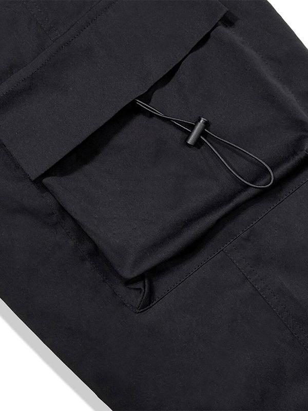 Men's High Waist Wide Leg Casual Cuffed Cargo Pants Product Image