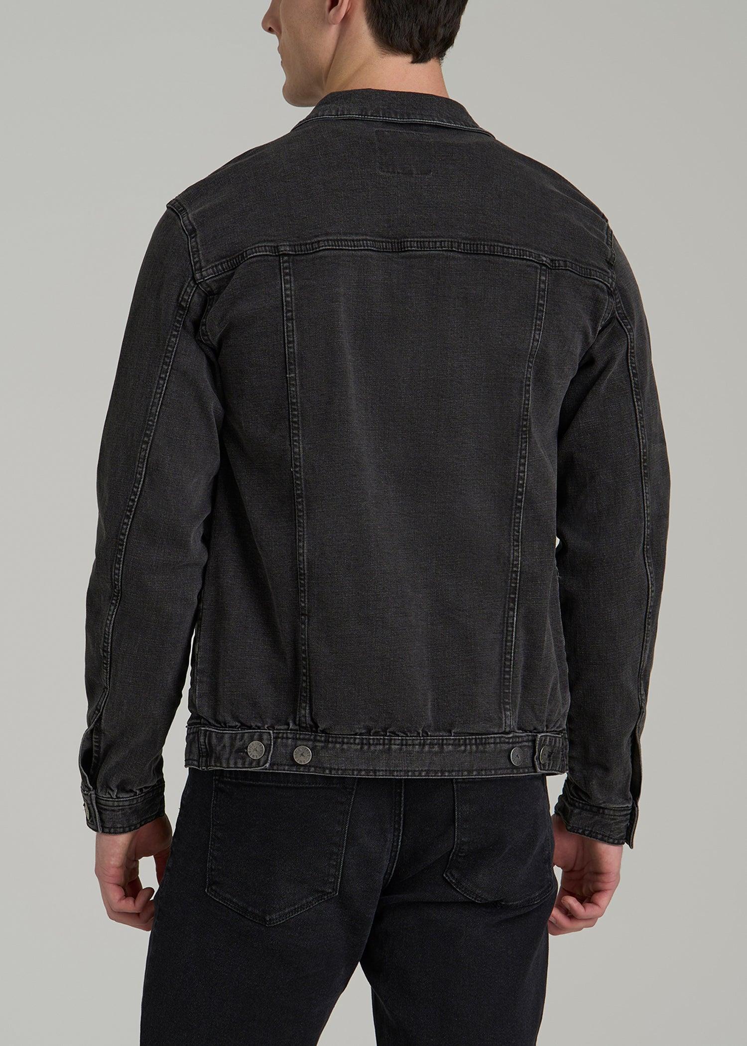 Men's Tall Denim Trucker Jacket in Washed Black Product Image