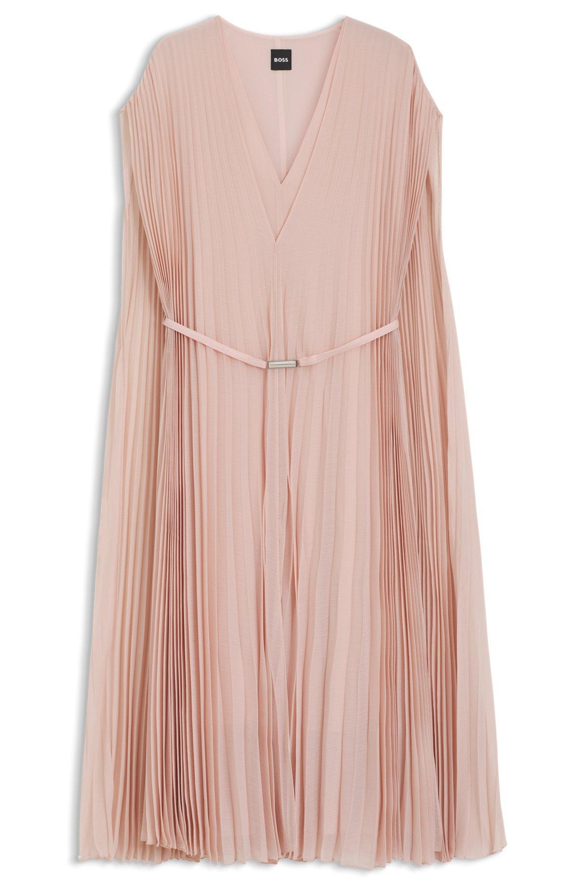 BOSS - Belted dress in crinkle chiffon with overlay - Light Purple Product Image