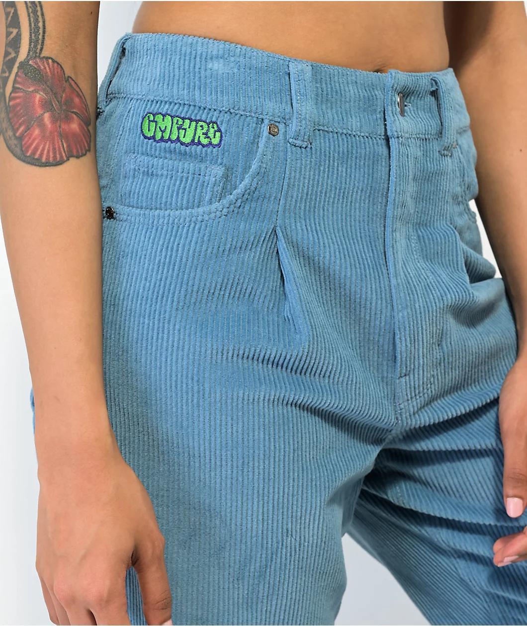 Empyre Tori Pleated Blue Corduroy Skate Pants  Product Image
