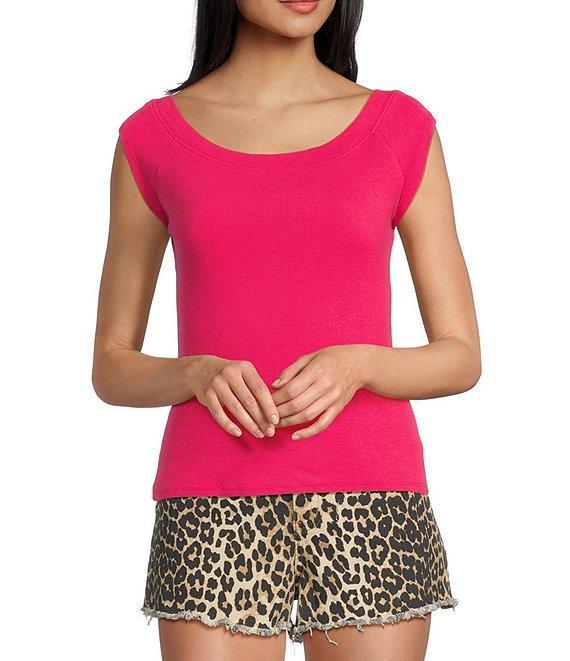 Evolutionary Boat Neck Ribbed Short Sleeve Top Product Image