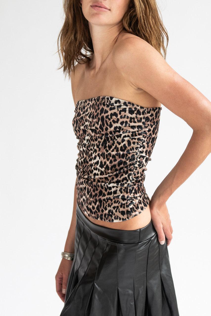 Velour Ruched Side Tube Top Product Image