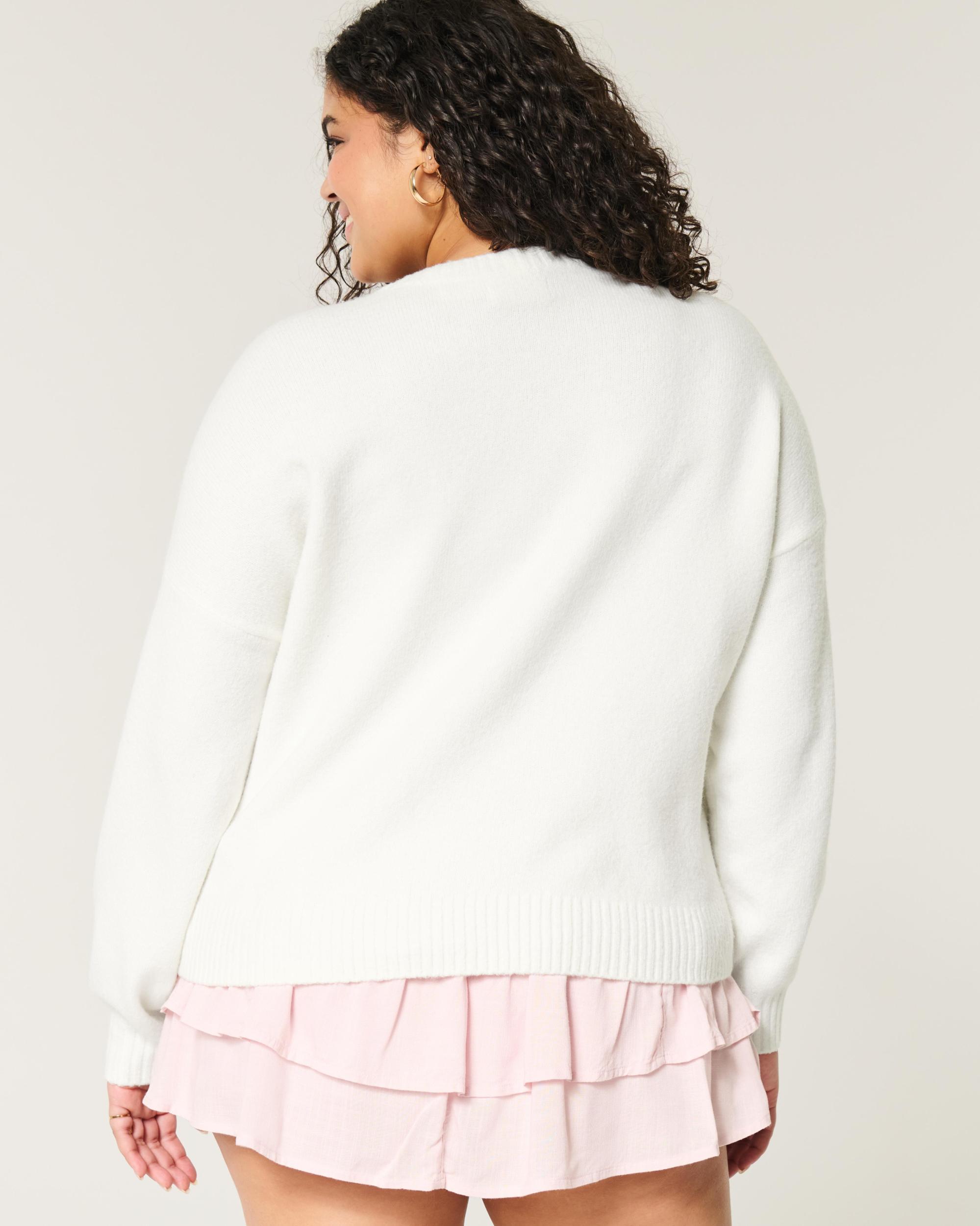 Off-the-Shoulder Bow Applique Sweater Product Image
