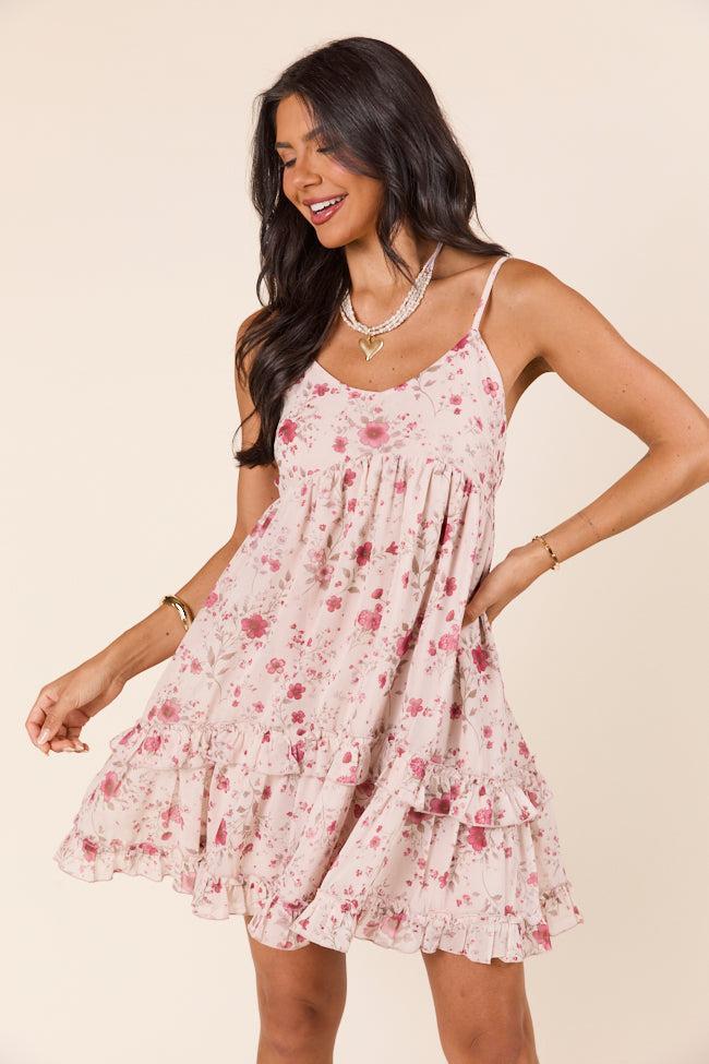Hope Red Neutral Floral Mini Dress Product Image