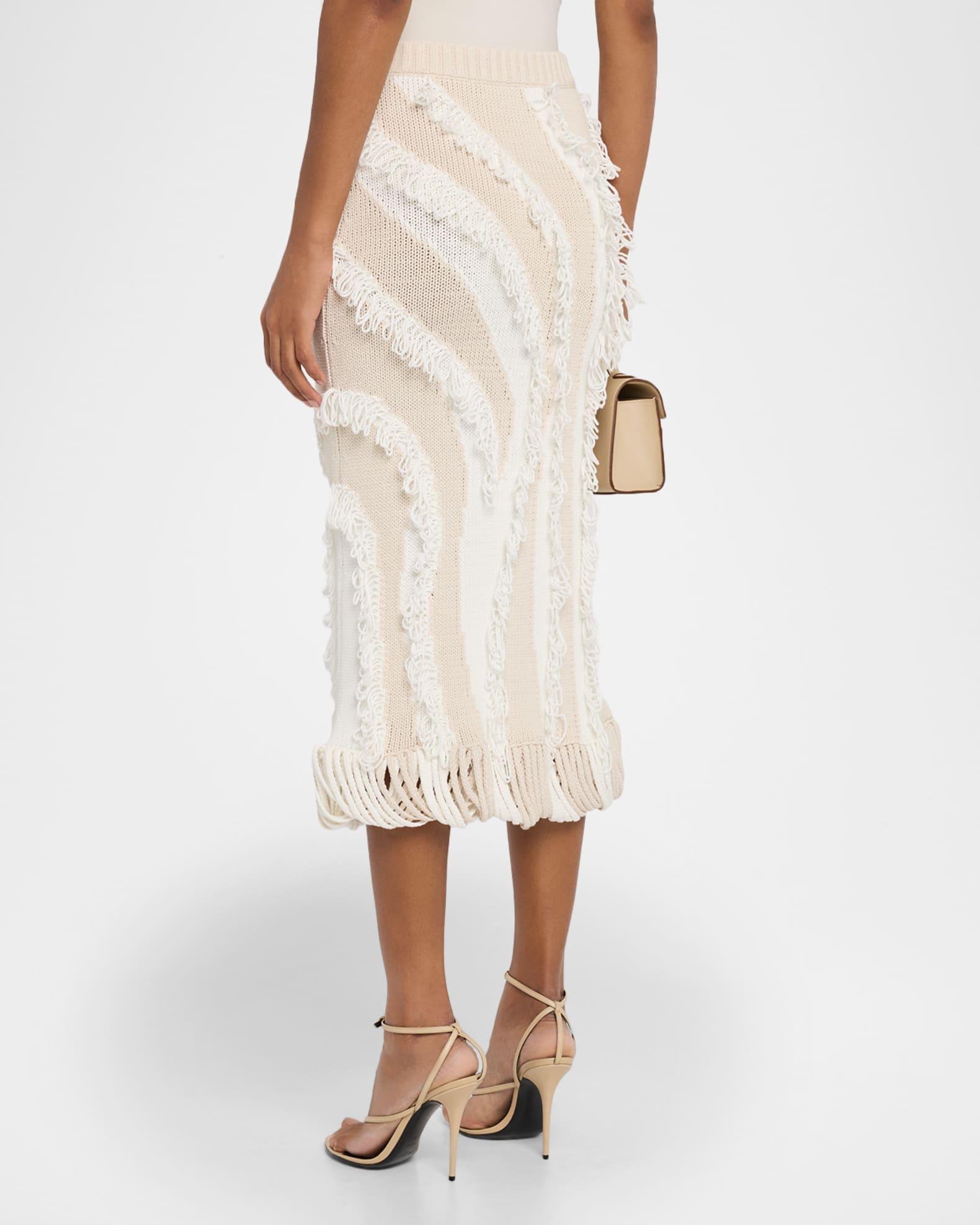 Roaring Fringed Knit Midi Skirt Product Image